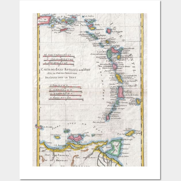 Vintage Map of The Antilles Islands (1780) Wall Art by Bravuramedia